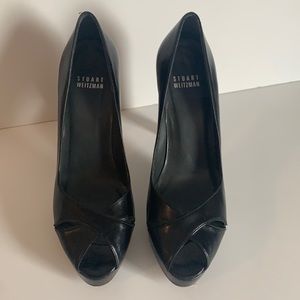 Stuart Weitzman Black Leather Platform Heels